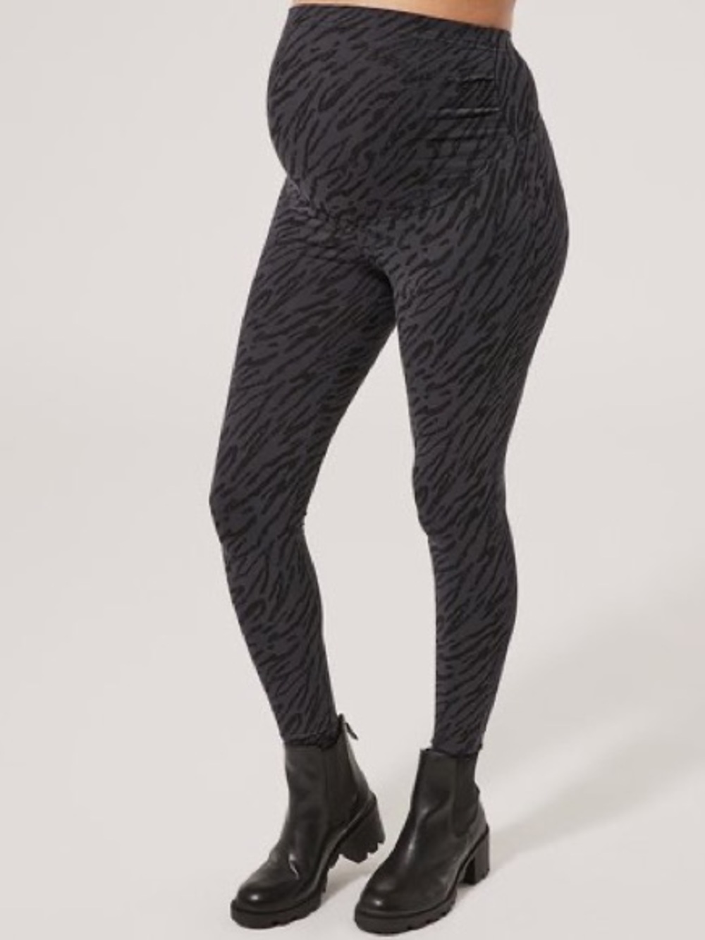 NWOT Pact Sz M Maternity On the Go-To Organic Cotton Stretch Legging Zebra Print